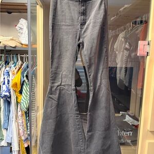 Free People Gray Flare Wide Leg Jeans